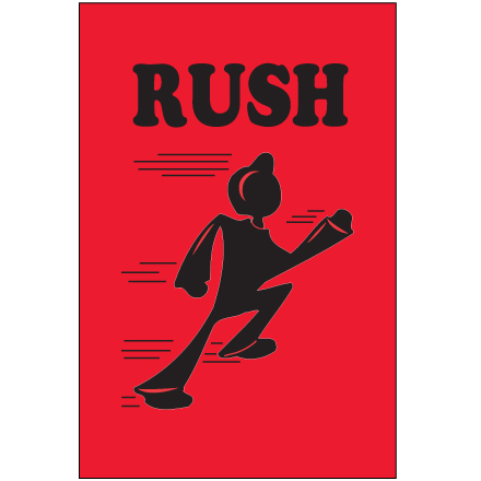 4 x 6" - "Rush" (Fluorescent Red) Labels