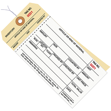 6 <span class='fraction'>1/4</span>" x 3 <span class='fraction'>1/8</span> - (3000-3499) Inventory Tags  2 Part Carbonless Stub Style #8 - Pre-Wired